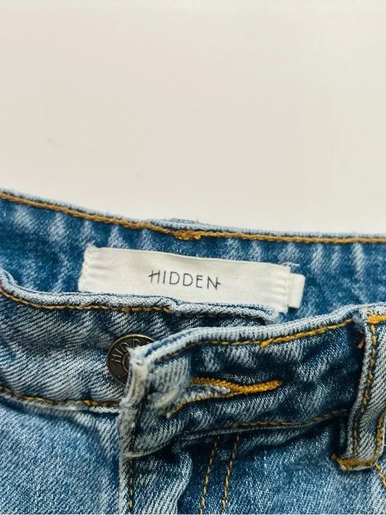Hidden Jeans Rolled-Hem Distressed Denim Shorts - Blue - Picture 4 of 6